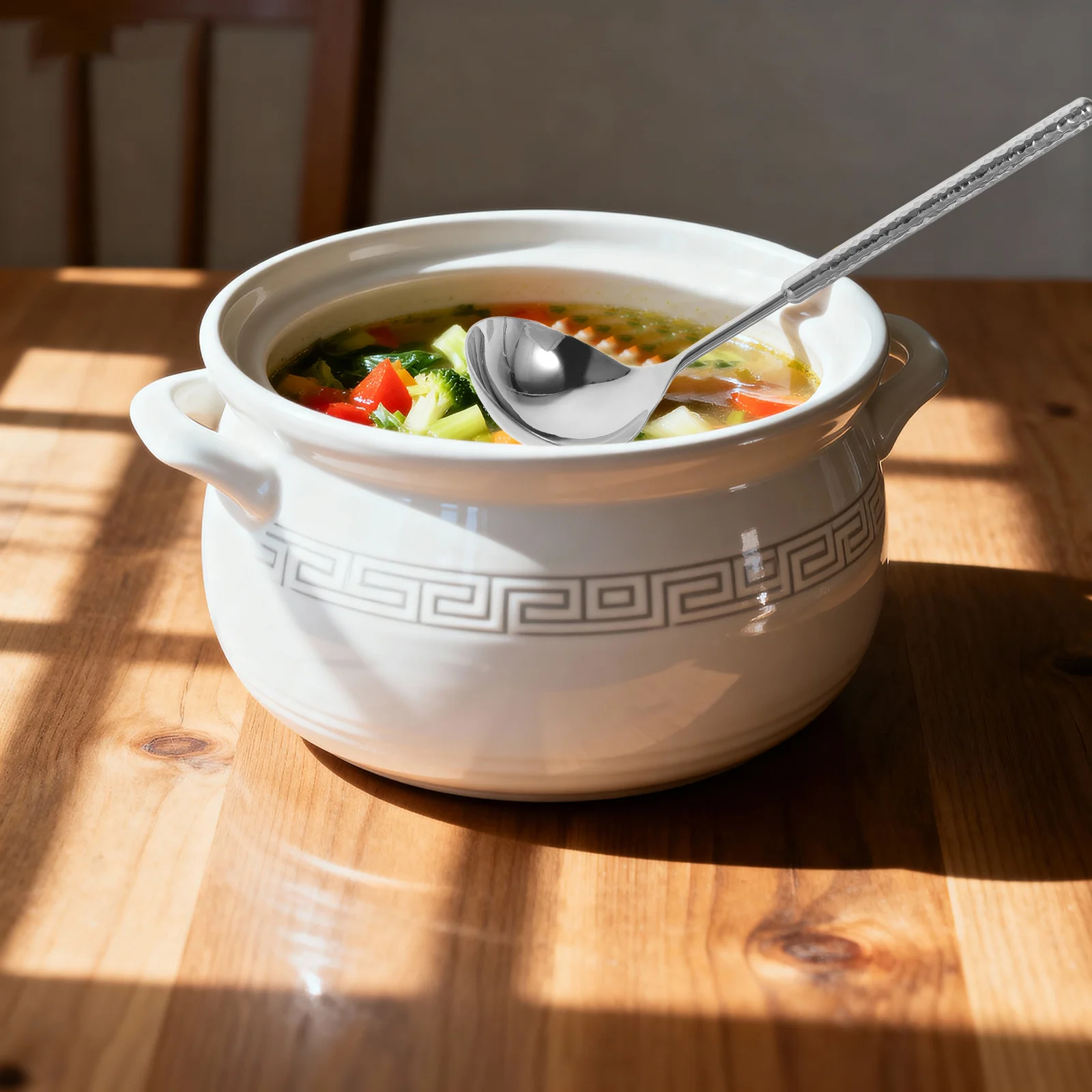 

Stainless Steel Long Handle Soup Spoon 20Cm Kitchen Cooking Utensil for Serving Ladle Household Restaurant Use