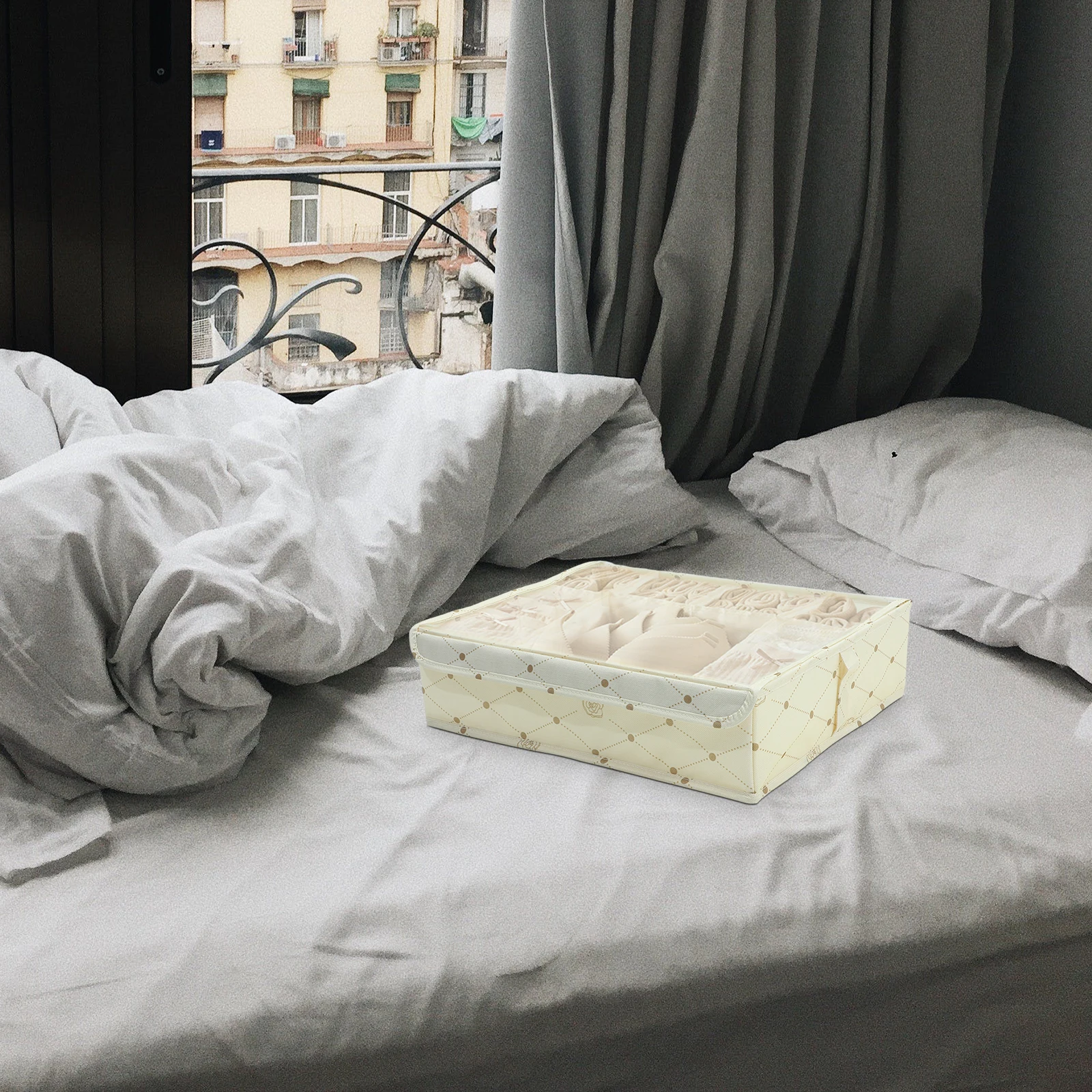 

4Pcs Underwear Storage Boxes Beige Foldable PP Oxford Cloth Multi Functional Bra Sock ganizer Closet Wardrobe Drawer Clothes