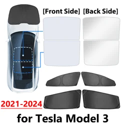 For Tesla Model 3 Highland 2024 Glass Roof Sun Shade with Silver Layer Front Window Sunshade Cover Sunroof UV Protection Shading