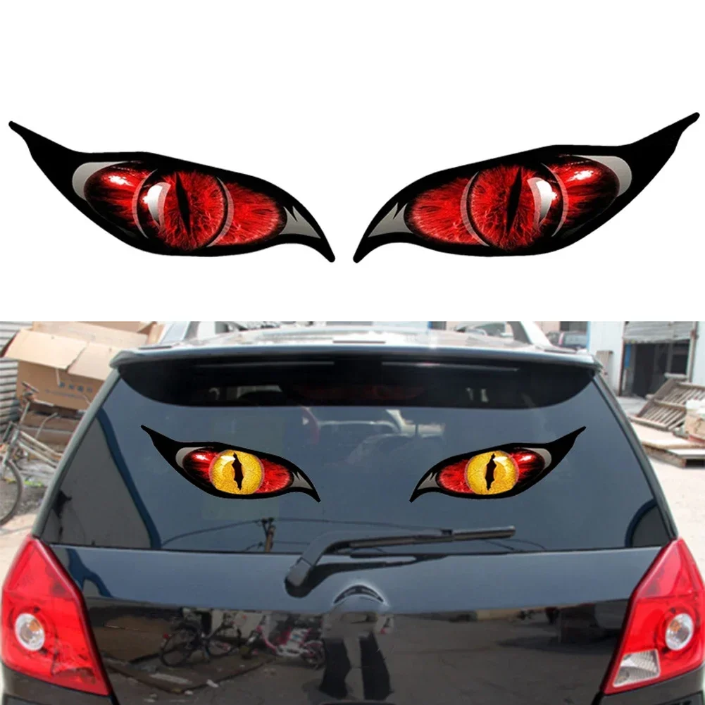 Demon Eye Stickers Waterproof Self-Adhesive Decals for Motorbike Headlight & Car Taillight Decor