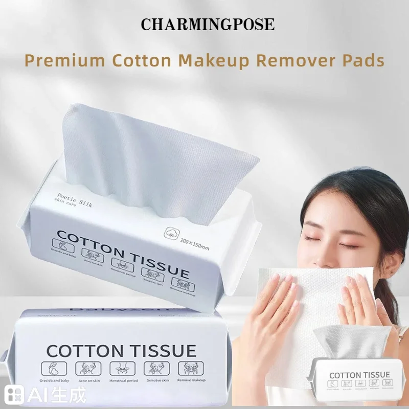 100 قطعة من مناشف الوجه الفاخرة للاستعمال مرة واحدة |   مناديل إزالة المكياج فائقة النعومة |   مناديل تجميل قطنية سميكة للغاية للعناية اليومية بالبشرة