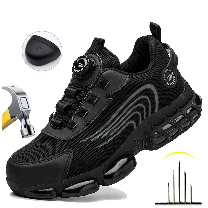 

Rotary button Safety Shoes Lightweight Work Men Industrial Work Sneakers Breathable Steel Toe Shoes Protective Safety Boots