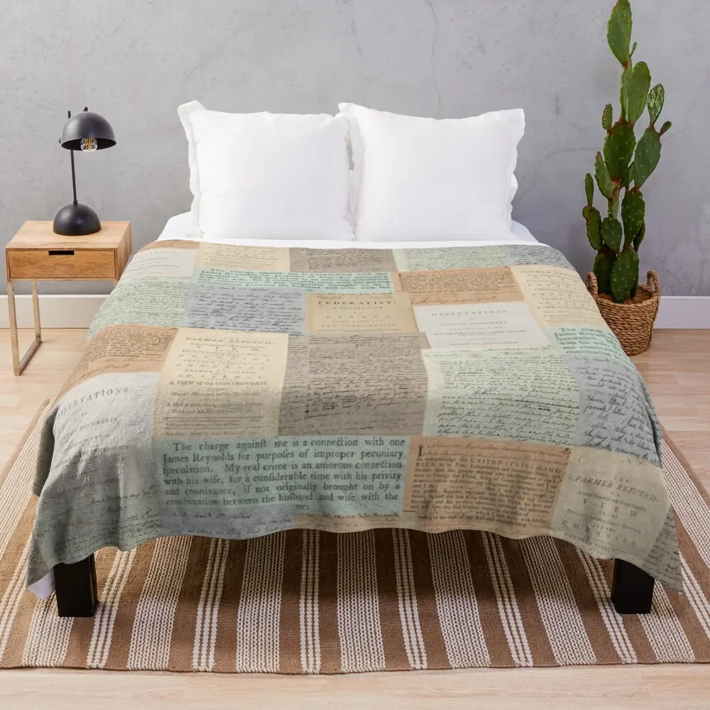 

Alexander Hamilton Papers Collection Throw Blanket Luxury Plaid on the sofa valentine gift ideas Flannel Blankets