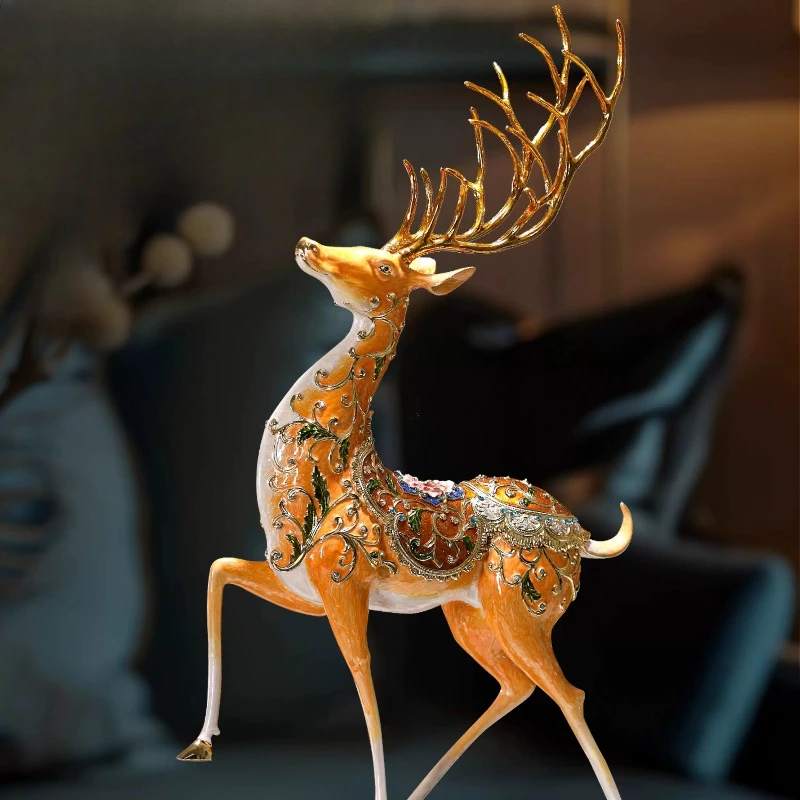 Enamel Color Sika Deer Ornament Light Luxury Home Living Room Entrance Office Decor Housewarming Opening Gift Home Gadget