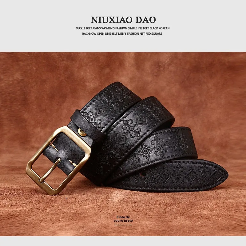 handmade-vintage-belt-thick-top-layer-cowhide-men's-genuine-leather-embossed-mongolian-robe-waist-belt-fashion-accessory