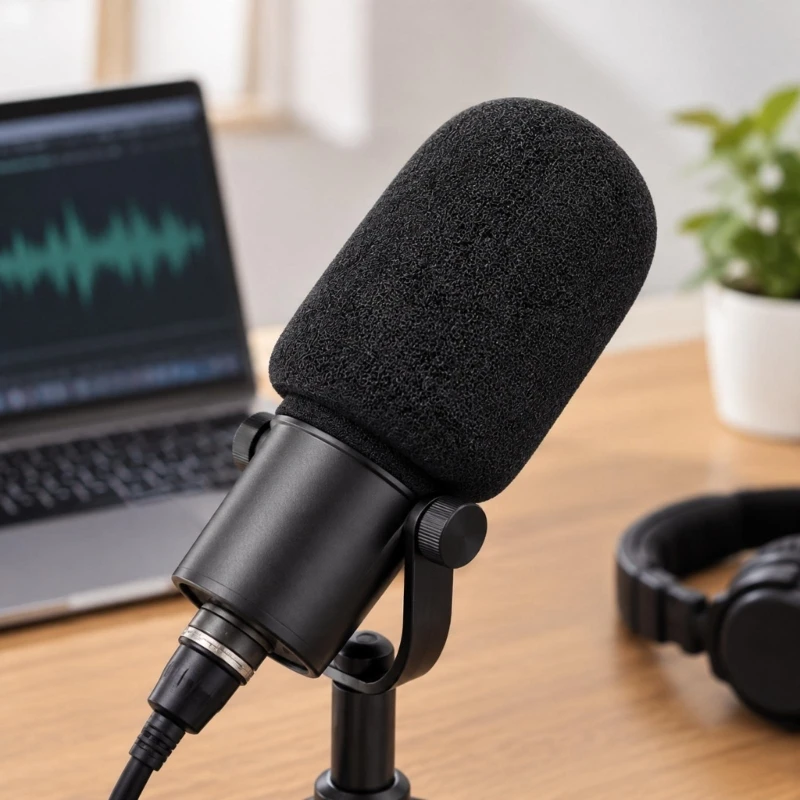 Foam Microphones Windscreen for PodMic Dynamic Mic, Slip on Cover Buffers Airflows to Help Reduce Plosive Sound and Some F19E
