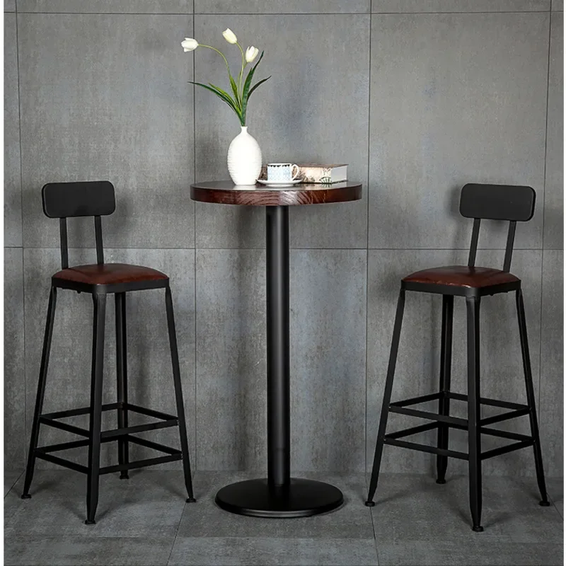 Modern Minimalist Bar Chairs Iron High Stools Kitchen Comfortable Backrest Counter Seat Stable Load-bearing Restaurant Furniture