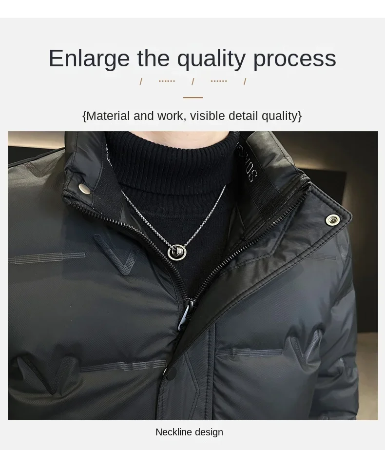 2024 Winter Cotton Jacket Men's Quality Short Leather White Duck Down Warm Coat Men Casual Thickened Cold-proof Lightweight Coat