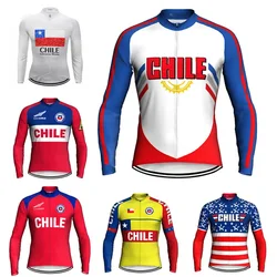 Long Sleeve Cycling Jersey for Chile, MTB Clothes, Bike Sweater, Bicycle Team Top, Mesh-Dawn Wear Jacket, Sports, XCO Shirt