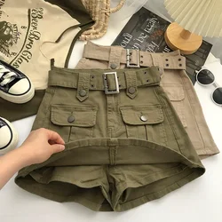 Women Mini Denim Skirts Multi Pockets Streetwear Personal Cool Ladies High Waisted A-line Wrap-around Skirt Cargo Skirt 2025 New
