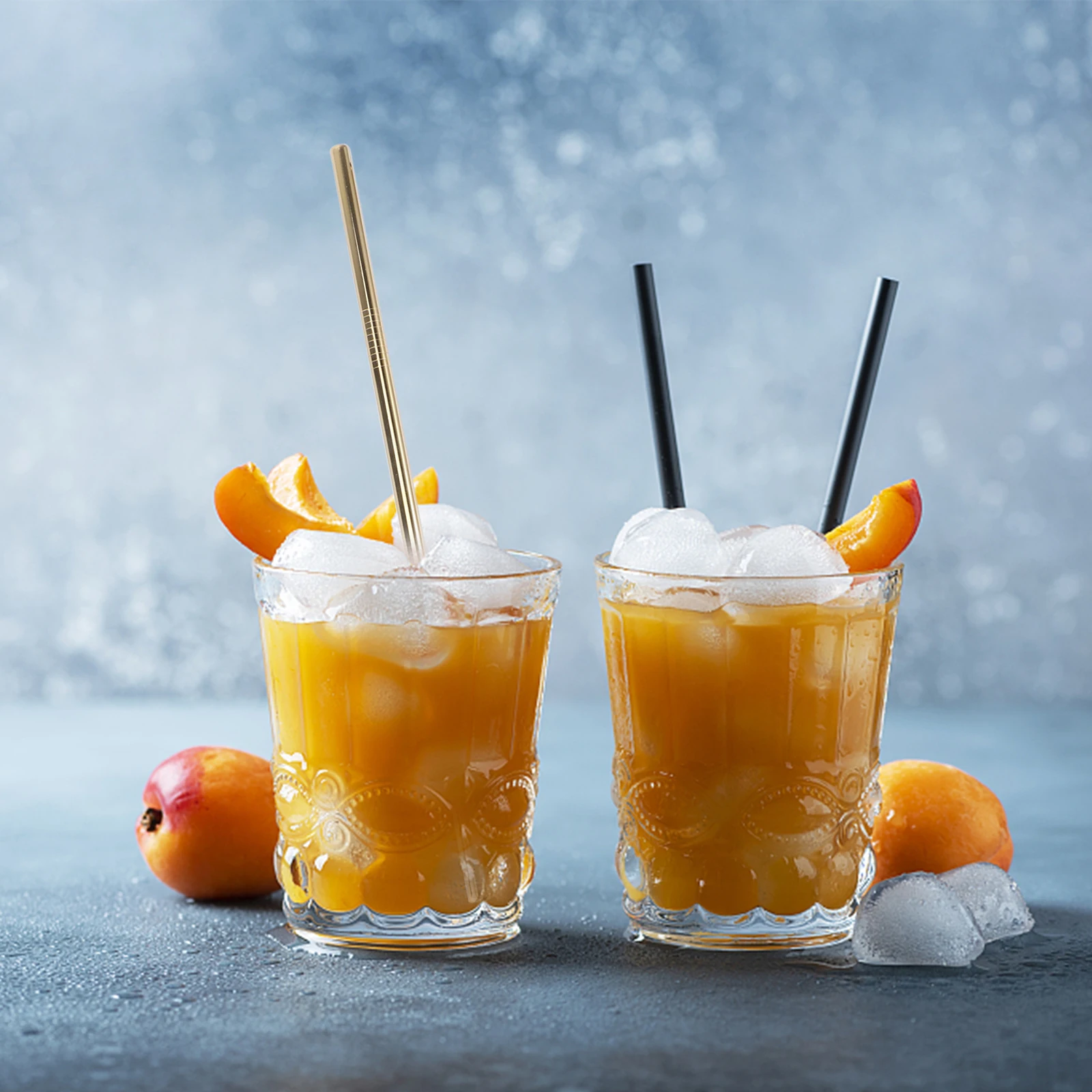 

11Pcs Reusable Stainless Steel Straw Set Curved Straight for 20oz Tumbler Cups Travel Outdoor Use Includes Brushes Cloth Bag