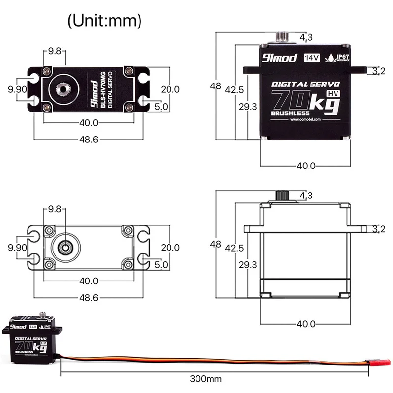 9imod Servo Digital Alto Voltaje Engranaje Metal Sin Escobillas Impermeable RC