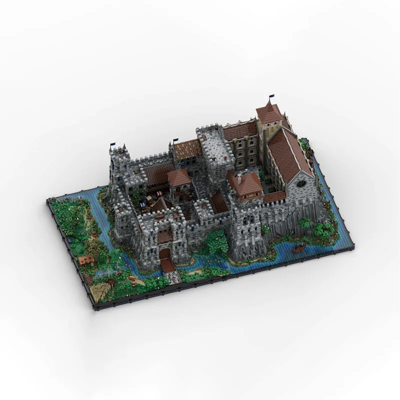 Moc Model architektury Cegła Średniowieczny zamek Technologia Modułowe klocki Prezent Zabawki świąteczne Zestaw DIY Montaż