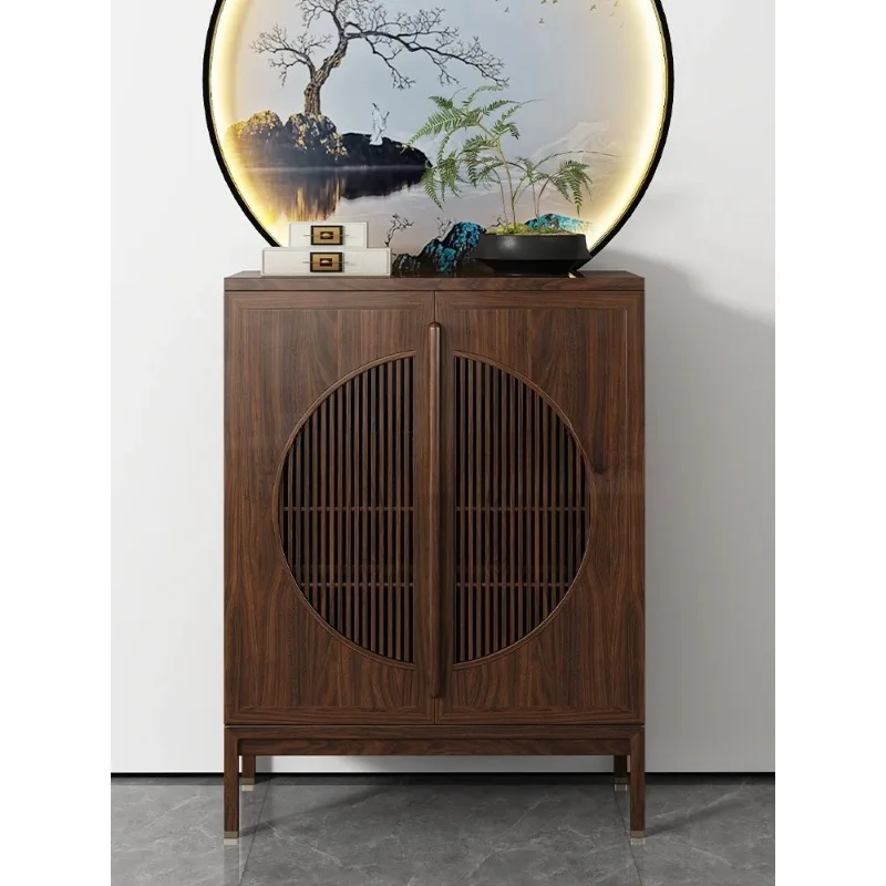 GZ-7  Side Cabinet Ebony Wood Living Room Against The Wall Bright Moon Cabinet Storage Shoe Cabinet