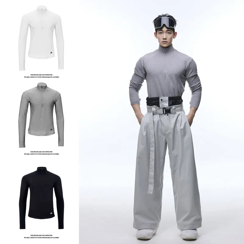 Ski clothing includes thermal, sweat-wicking,breathable base layer shirts, fleece-lined ski sweatshirts men women snowboard ski
