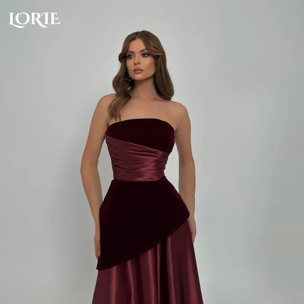 

LORIE Off Shoulder Mermaid Evening Dresses Elegant Strapless Prom Dresses Pleats Velvet Backless Saudi Party Gown Customized