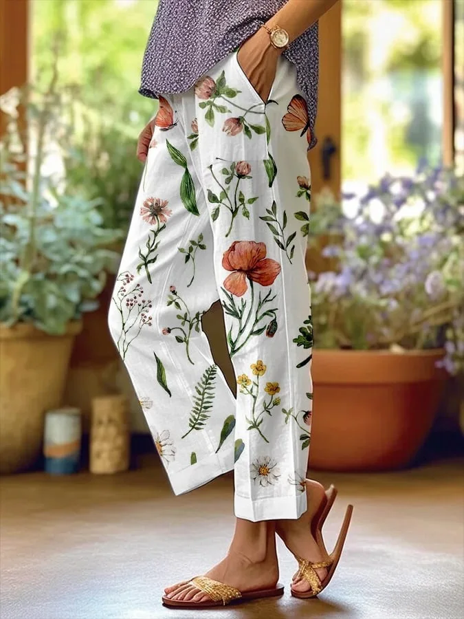 

Лето 2022, женские новые свободные брюки Y2k, женские свободные брюки с карманами и принтом, богемные высокие пляжные брюки, широкие женские брюки