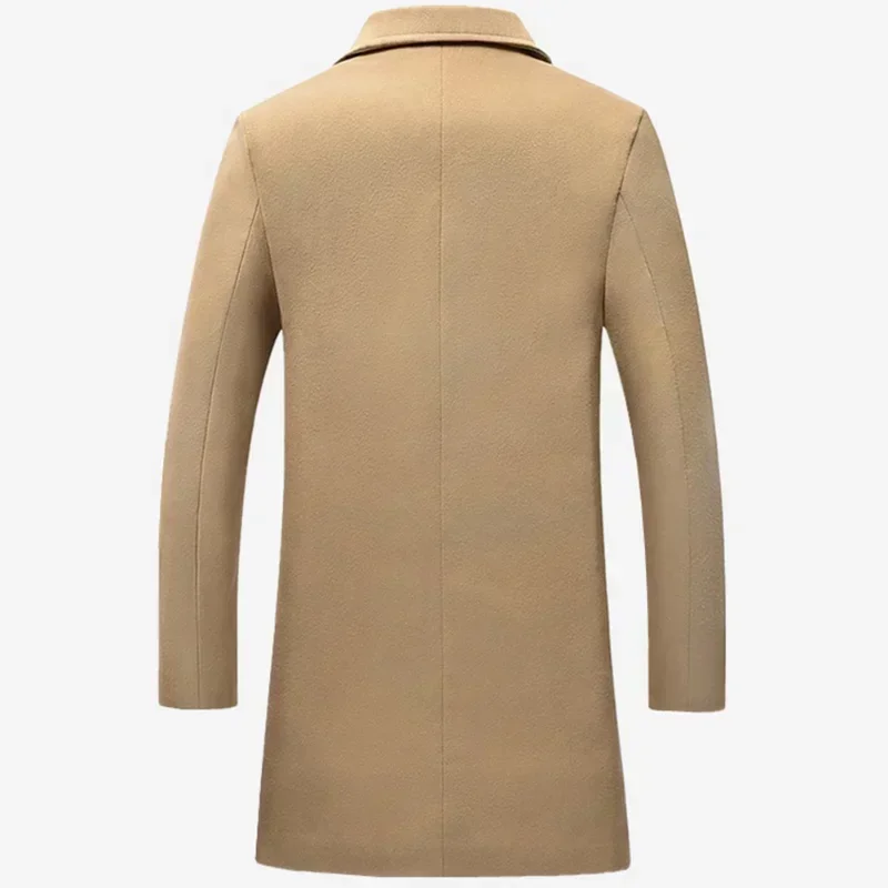 Single Breasted Revers Lange Jas Jas Mode Herfst Winter Casual Overjas Plus Size Loopgraaf Heren Wollen Jassen Effen Kleur