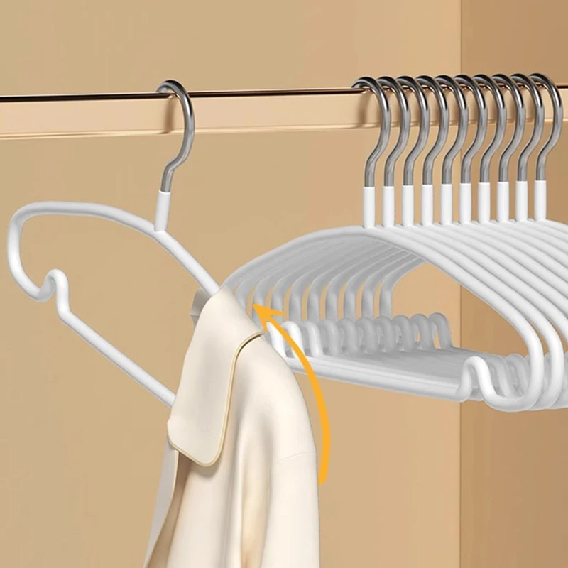 Heavy Duty Non-Slip Metal Clothes Hangers Thickened No-Trace Closet Hangers with Round Notches for Suits Coats Shirts Pants