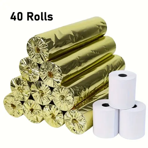 Papel térmico 57x40 mm/2,24 pulgadas x 32,8 pies, 40 rollos de papel de recibos, funciona para registro POS, universal para todas las máquinas POS
