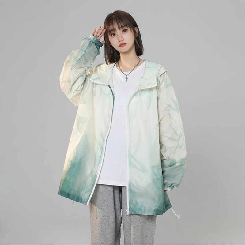 Gradual Sunblock Clothing Women Loose Summer Oversize UV Light Coat Loose Hooded Breathable Quick Drying Sun-protective Clothing