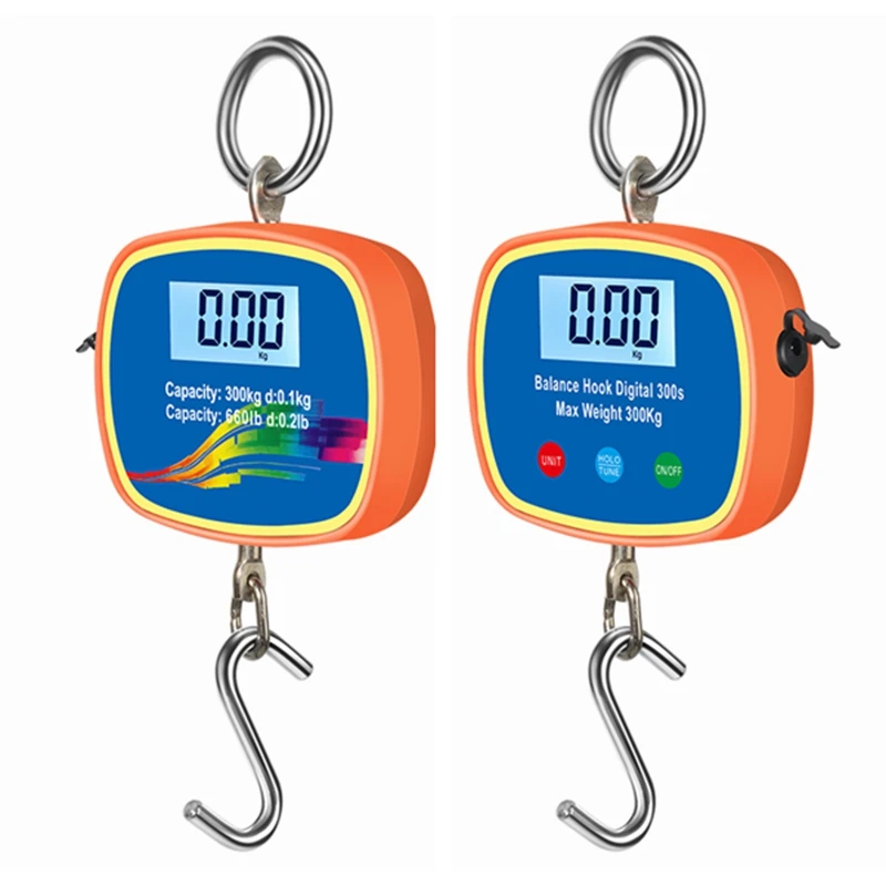 300kg Dual LCD Display Digital Crane Scale 0.1 Precise Stainless Steel Hook Hanging Scales USB Recharged Weighing Balance 660lb