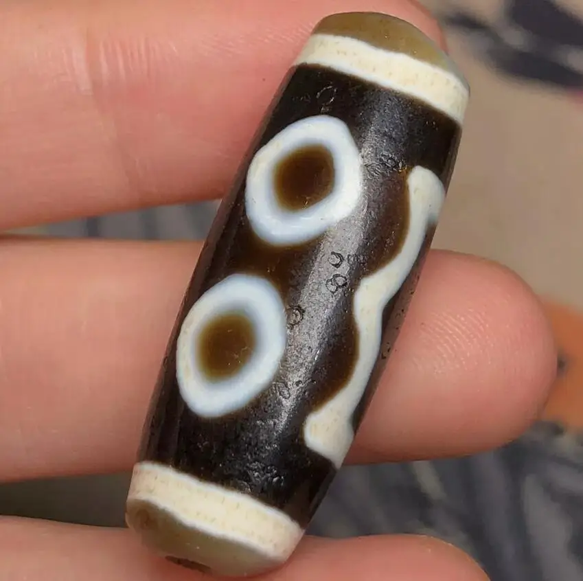 Himalaya Ancient Tibetan DZI Beads Old Agate Vajra 3 Eye Totem Amulet Pendant