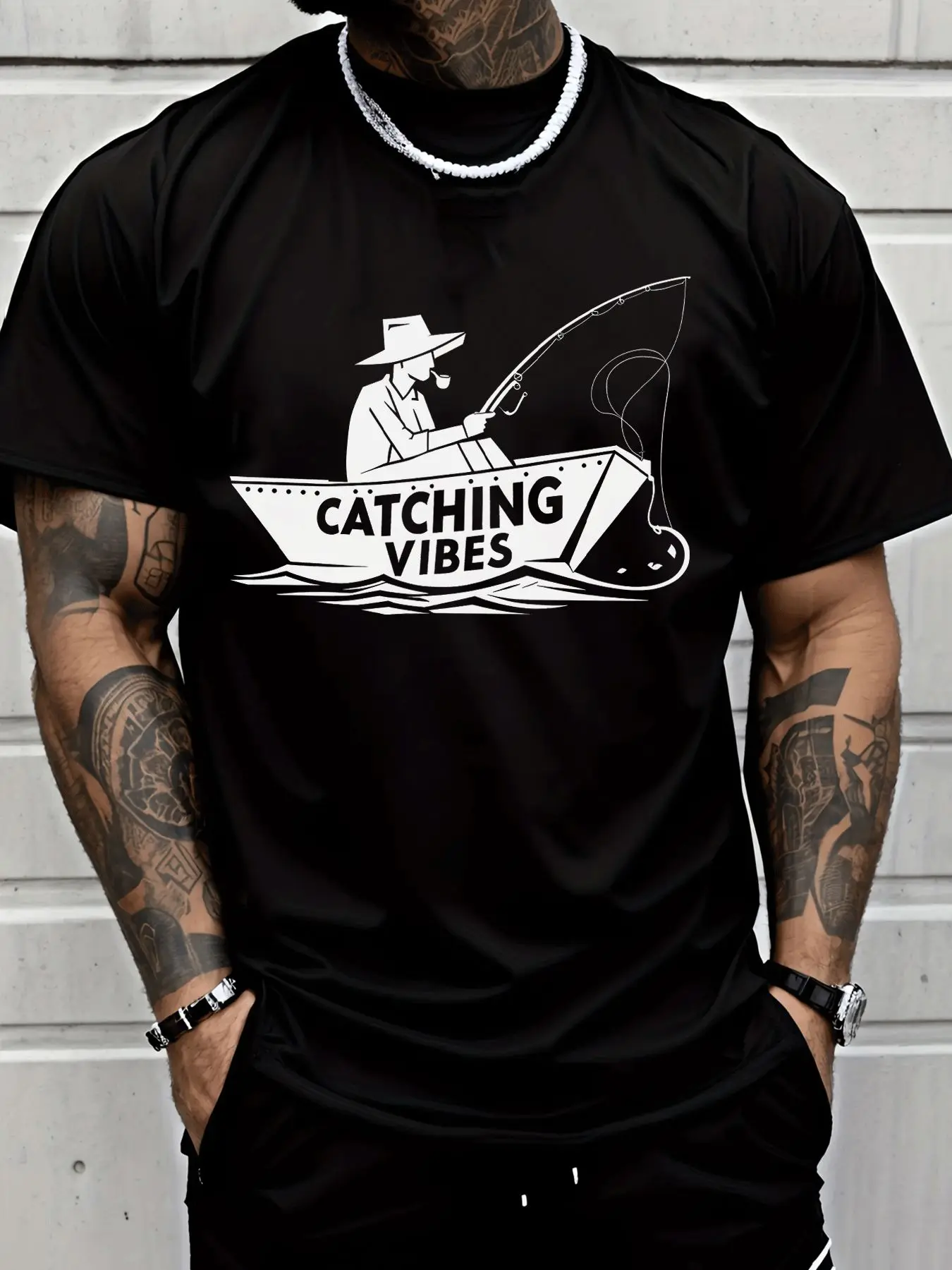 Men Black Crew Neck Tee White Line Art Cool Dog Wearing Cap Sunglasses Sitting On Stool Holding Soda Can Bar Casual Cotton Tops