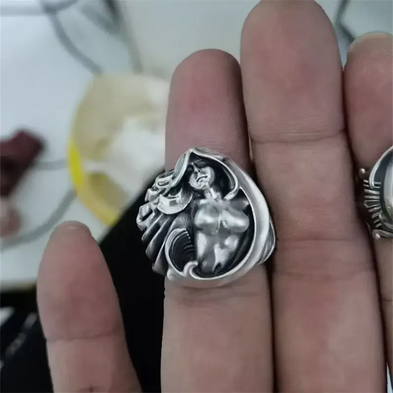 Sexy Beauty Ring Three-dimensional Fashion Art Unique Personality Design Retro High-end Index Finger Ring Jewelry