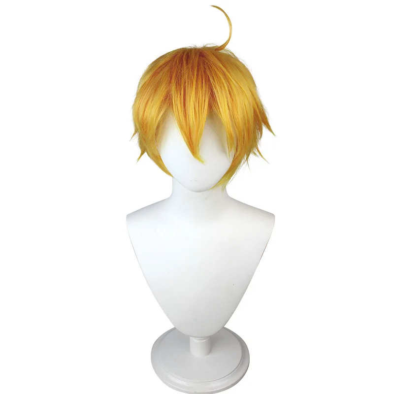 Genshin Impact COS Toma From Inazuma With Yellow Single Ponytail Fluffy Hair On Top And A Short Braid At The Back