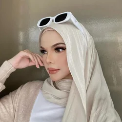Müslüman moda başörtüsü eşarp müslüman kadınlar için başörtüsü Headwraps kafa Wrap islam pırıltılı ipek şal lüks atkı 180*70cm