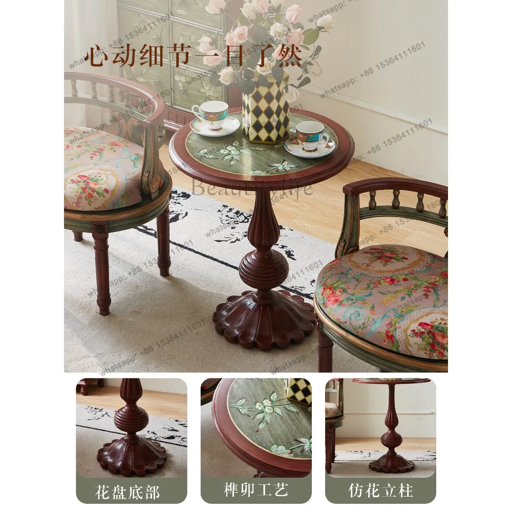 Customizable  Solid Wood Painted Edge Sofa Side Cabinet American Balcony Corner Small Tea Table