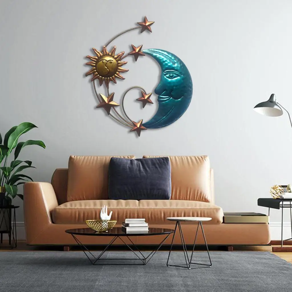 Modern Wall Hanging Sun Moon Star Decor Iron Minimalist Ornament Sculpture Creative for Backyard Gifts for Excellent Durability