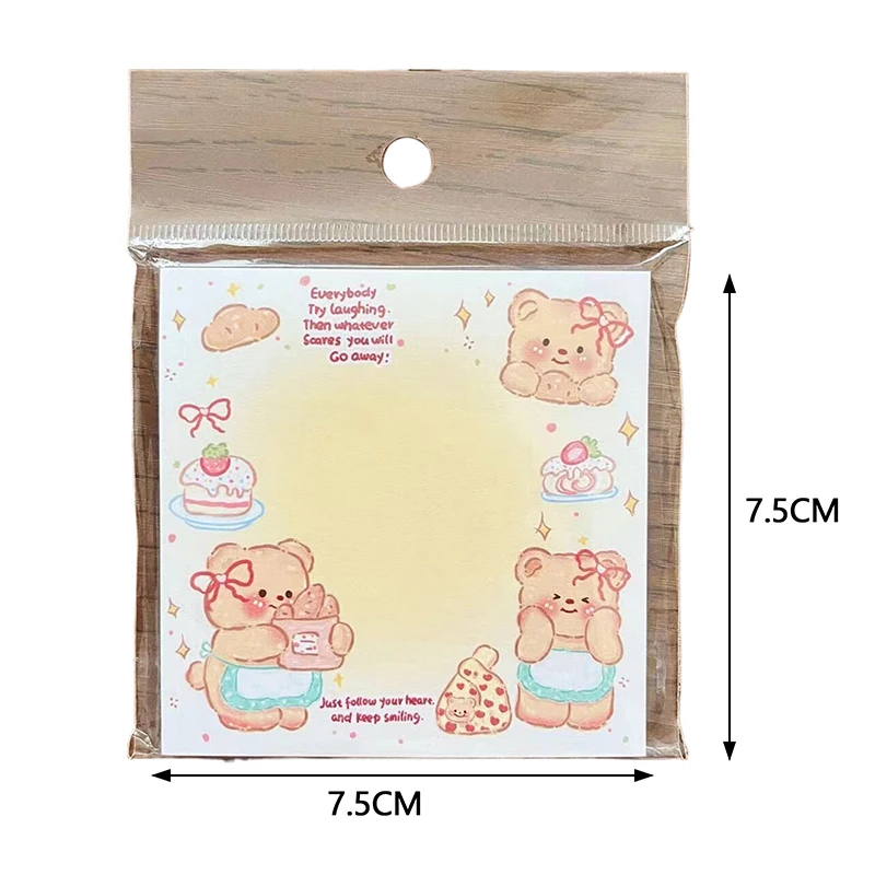 Dos desenhos animados Manteiga Urso Sticky Note, Auto-adesivo Tearable Note Pad, Memoranda Papelaria, Escritório e Material Escolar, 50 Folhas por Livro