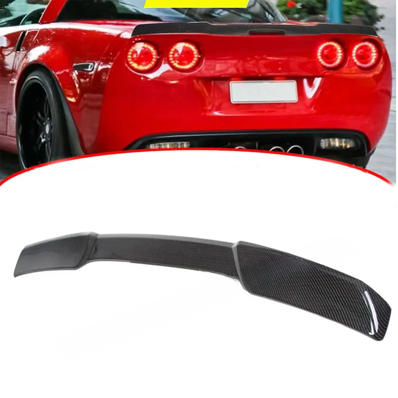 For 2005-2013 Corvette C6 ZR1 Wing Spoiler Extended Style ABS Plastic Rear Trunk Lid Carbon fiber pattern car Accessories