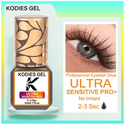KODIES GEL Sensitive Eyelash Glue Extension 5ML Low Fume No Irritatant Black Adhesive for Individual Self Use Strong Lash Glue