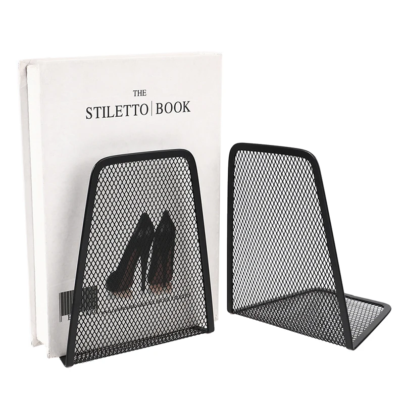 Imagem -05 - Metal Mesh Desk Organizer Desktop Acessórios do Escritório Casa Livro Titular Bookends Preto Par de