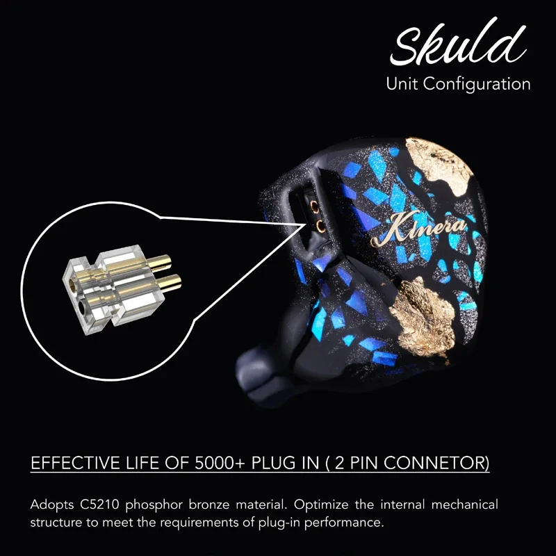 Kinera Skuld Wired High Fidelity Best In Ear IEMs Earphones 5BA Driver Display with Detachable 2-inch Balanced 4.4mm Cable