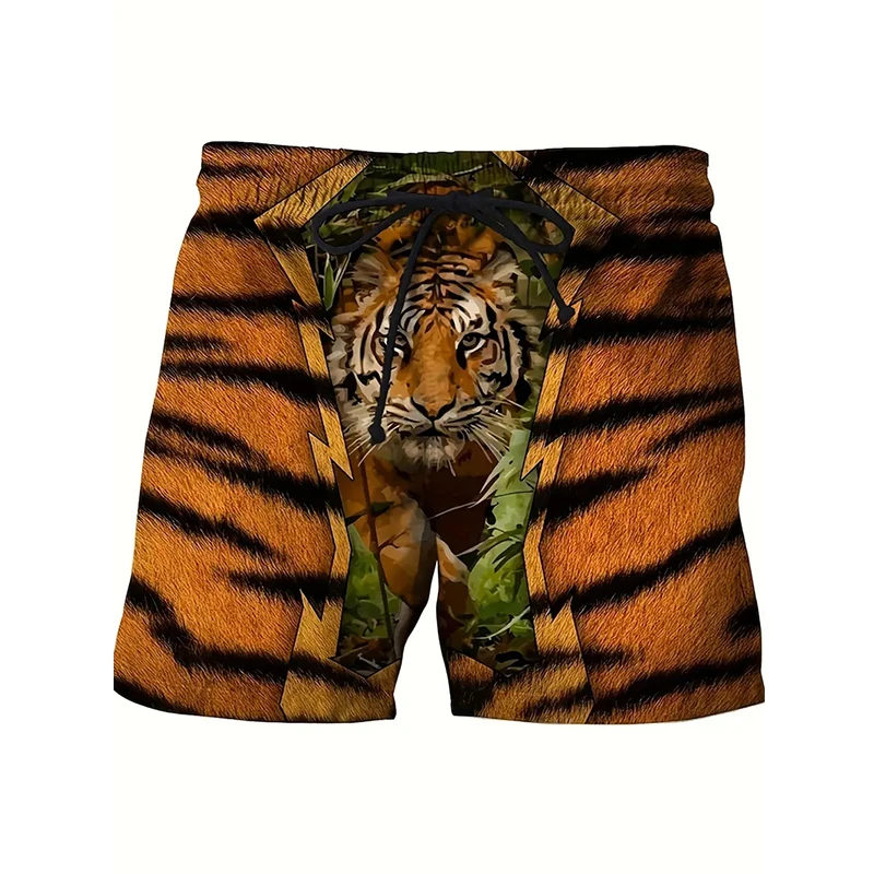 Tiger Graphic กางเกงขาสั้นชายหาดสําหรับชายใหม่สัตว์ 3D พิมพ์กางเกงขาสั้นฤดูร้อนสบายๆสั้นกางเกงหลวม Surf กางเกงว่ายน้ํา