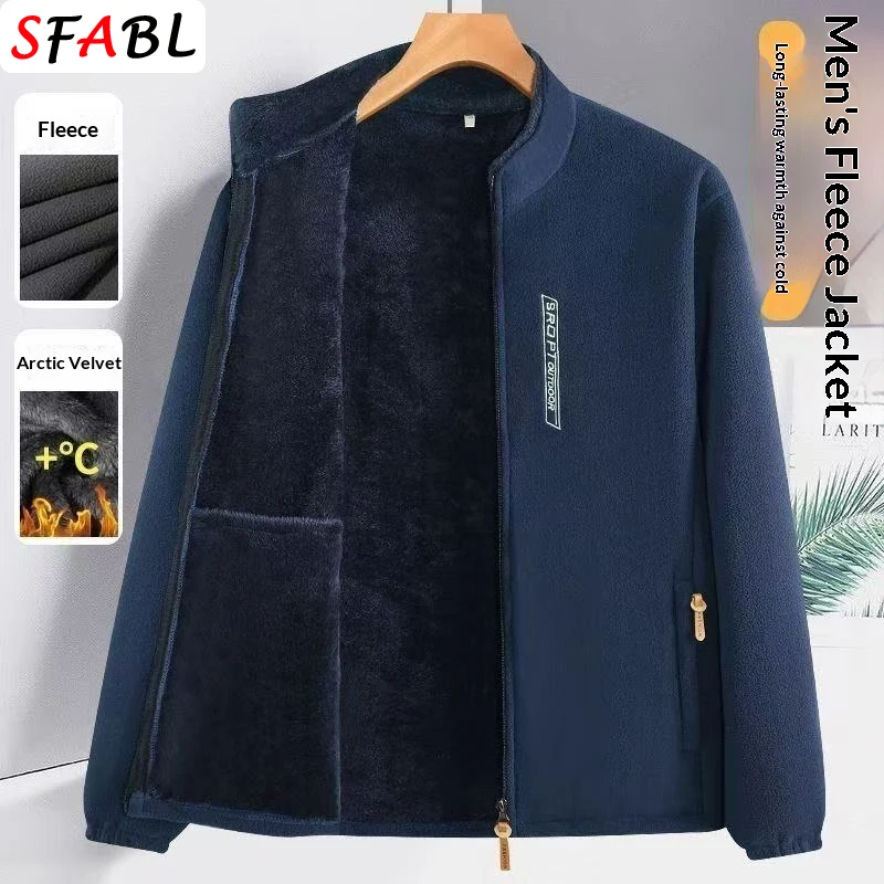Luxuriöse Herren-Fleecejacke Winter-Thermo-Fleecejacke Winddichte Warme Winterjacke Herren-Sportmantel Wander- und Outdoor-Sportbekleidung – Detail 6