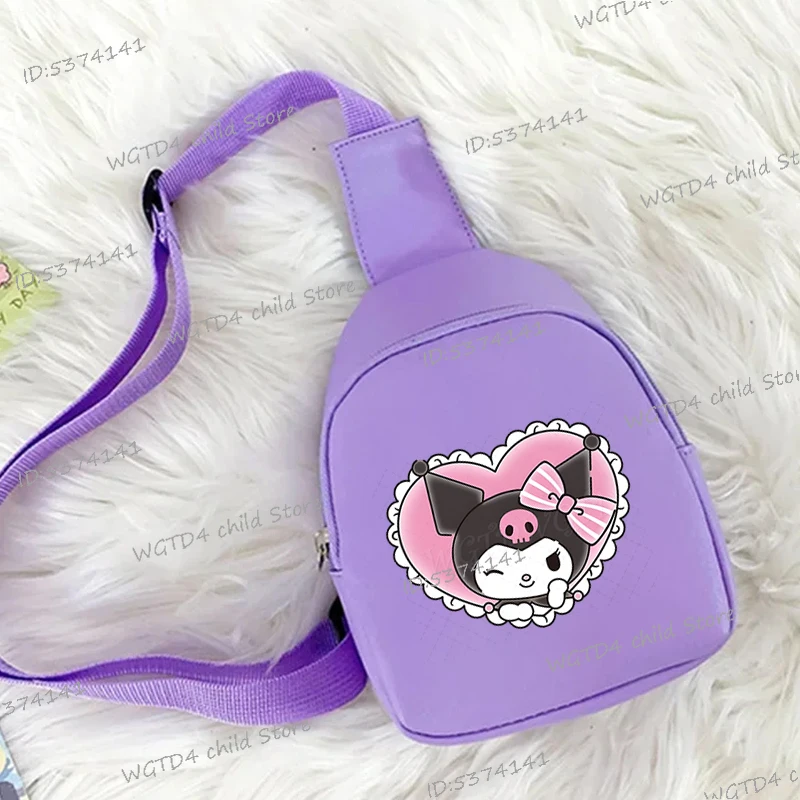 

Kawaii Cartoon Kuromi Print Kids Chest Bag Long Strap Shoulder Crossbody Bag Mini Bag Kids Gifts for Girl Kuromi Purse for Daily