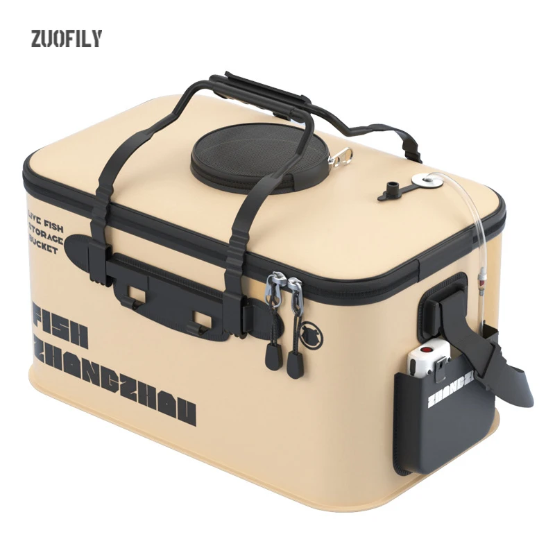 دلو صيد قابل للطي دلو السمك الحي مع غطاء شبكي 12-34L إيفا سطل المياه مع مقود لملحقات أدوات صيد الأسماك البرية