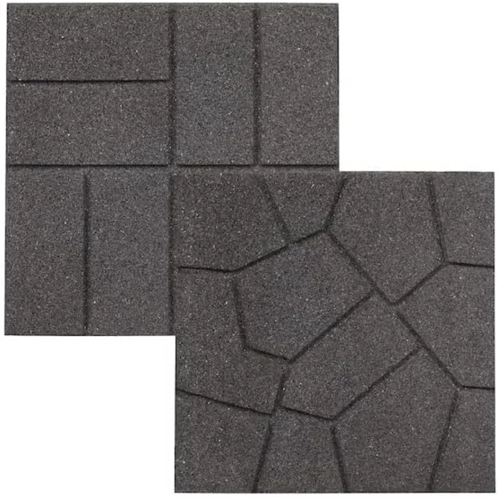 

Garden floor, rubber double-sided rubber paving brick -16 "X 16" X 3/4 "(gray, 16 tiles), outdoor, balcony, garden floor