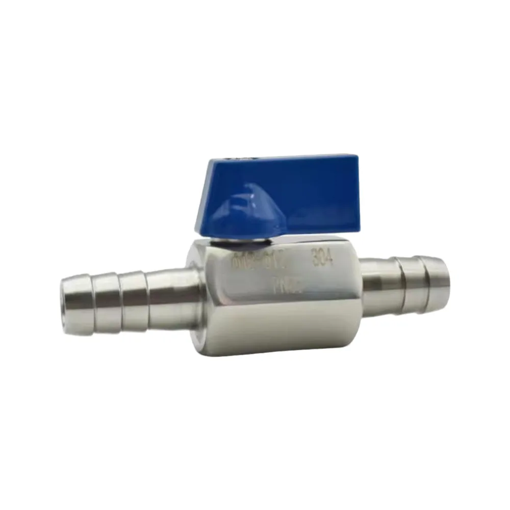 Detalhe 4 de Válvula solenoide Sanitary Grade 304 Stainless Steel Mini Ball Valve Hose Barb Micro Valve 7mm 8mm 10mm 12-25mm For Gas Water Oil Pipeline Gás e combustível