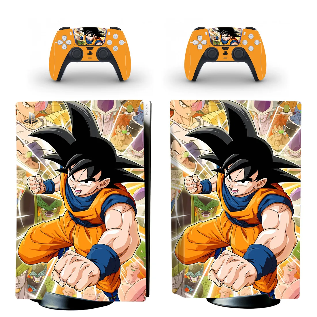 Anime Goku Vegeta PS5 Disc Skin Sticker Decal Cover for Console and 2 Controllers PS5 Disk Skin Vinyl