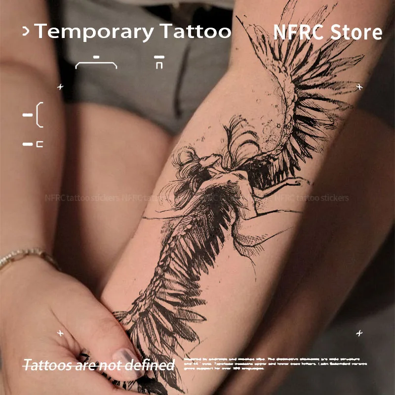 Dark Sketch Siren Mermaid Herbal Juice Tattoo Sticker Fake Temporary Tattoos Stickers Sexy Adult Girl Tool Tatuaje Cheap Goods