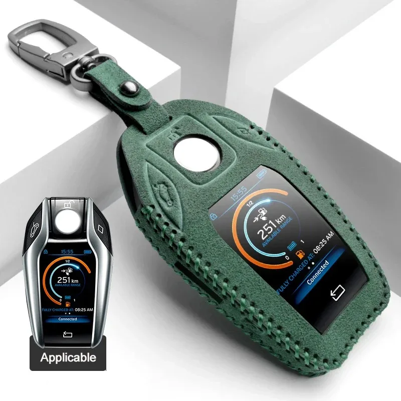 Dedicated Made of Alcan tara Car Keys Protective Bag Case Cover for BMW LCD Key i8 X7 X5 X3 730 740