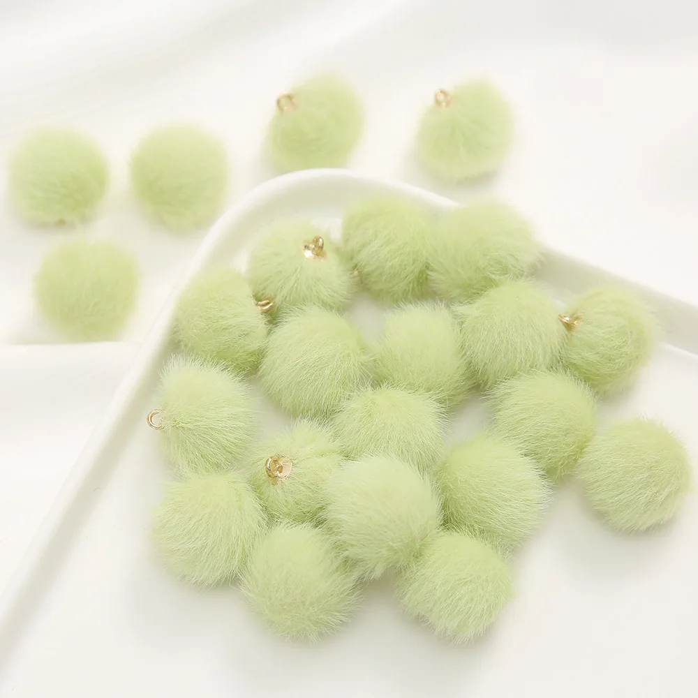 10pcs Plush Fur Covered Ball Beads Charms DIY Pompom Beads Pendant for Jewelry Making DIY Necklace Pendant Earrings Accessories