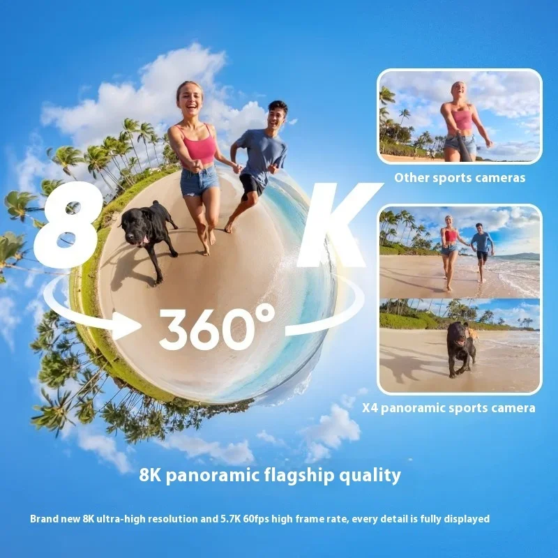 

Спортивная камера Insta360 X4 8K, панорамная камера 360, велосипедная камера для видеоблога, водонепроницаемая камера с защитой от сотрясений, подарки 10