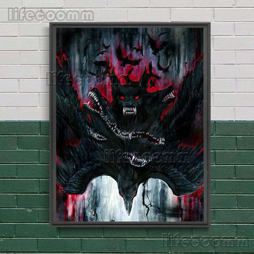 The Howling Of Wolves And Crows Wall Art Canvas Painting Musterious Bloody Murder Poster And Print Home Decoration Unframed
